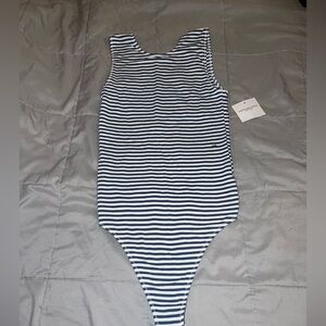 Aerie Navy and White Bodysuit
